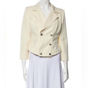 🔥 MAXMARA luxury Italian brand ivory Double breasted women’s cropped blazer sz 8